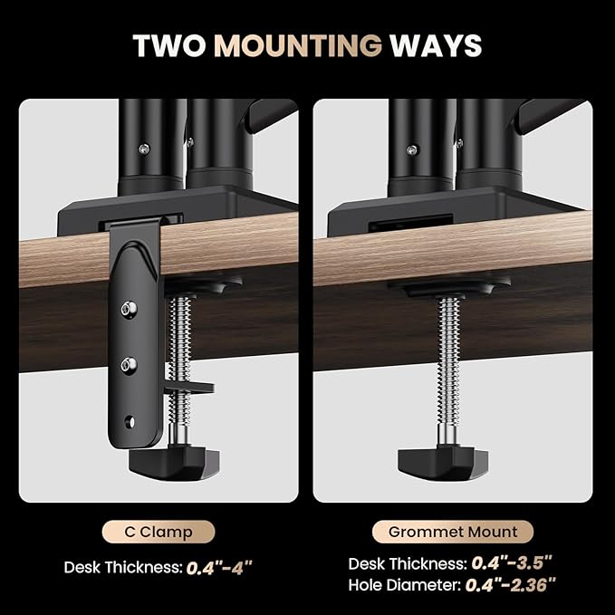 SIAGO Dual Monitor Stand, 15 to 32 Inch Monitor Arm, Adjustable Monitors Mount - Image 7