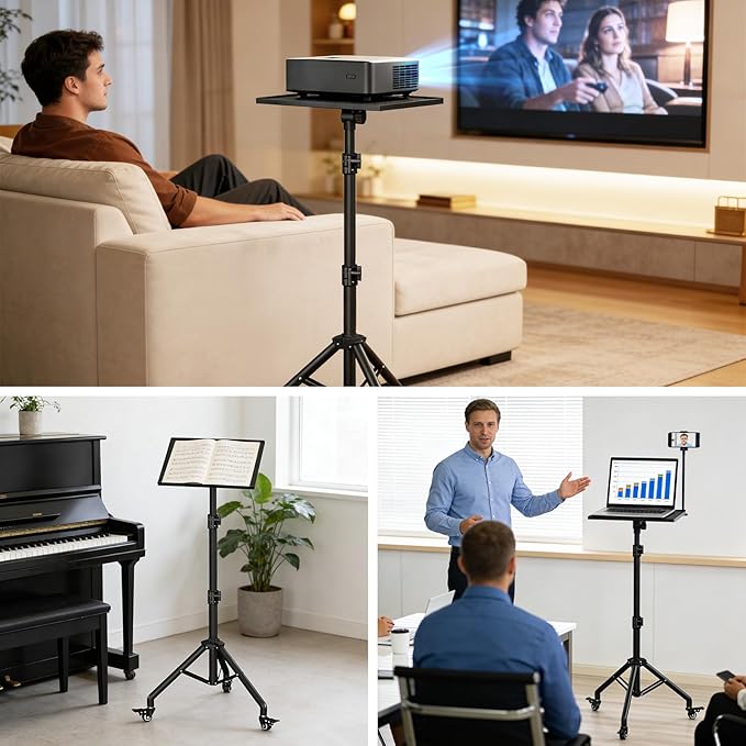 Facilife Projector Stand Tripod on Wheels, Adjustable Height 29-44 Inches - Image 2