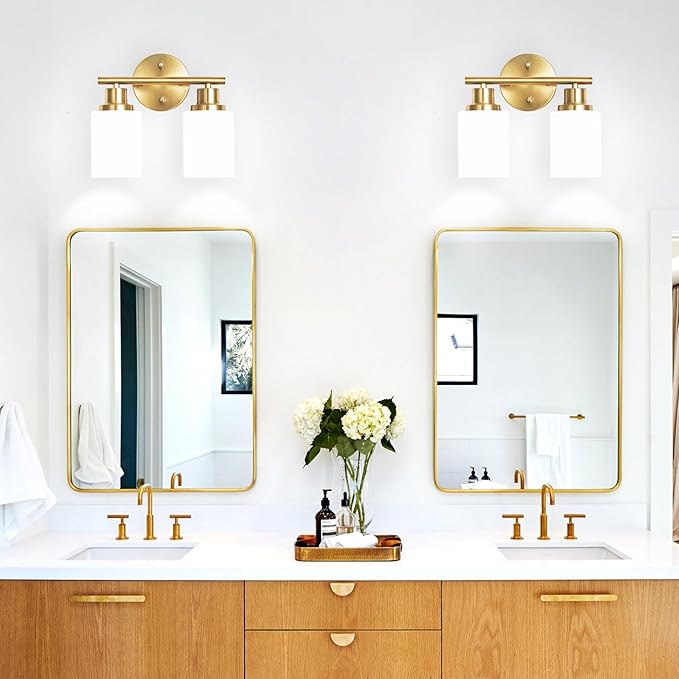 Guliaofo 2-Light Vanity Lights, Brushed Gold Bathroom Light Fixture - Image 6