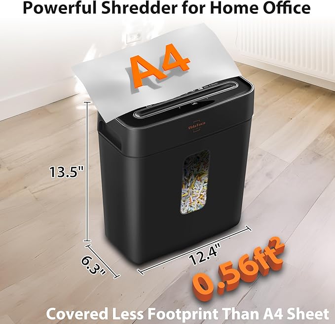 VidaTeco Paper Shredder for Home Use 6-Sheet Cross-Cut Shredder, Also Shred - Image 7