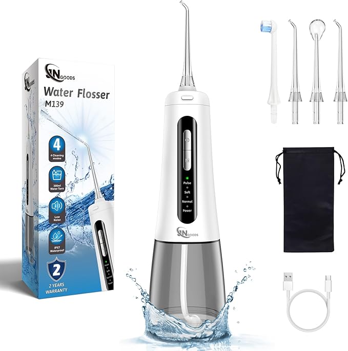 JNGOODS Cordless Water Dental Flosser Oral irrigator, JNGOODS 300ml by VisittheJNGOODSLLC