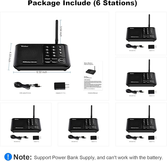 Wuloo Intercoms Wireless for Home 5280 Feet Range 10 Channel 3 Code, Wireless - Image 7