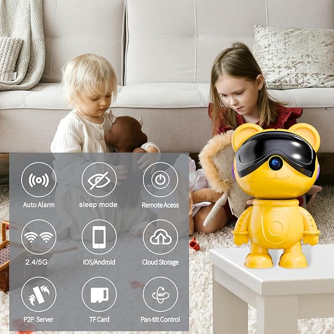 dzcctvipc-Cute Bear-2K Smart-Robot Security-Camera Wireless - Image 2