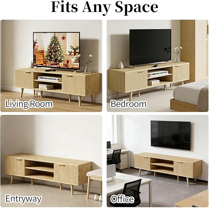 YLGJ&TIDY Modern Wood TV Stand Up to 60'', Universal Entertainment Center - Image 8