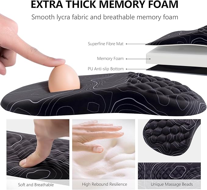 Mouse Pad Wrist Support, Laokiiy 2 in1 Keyboard Wrist Rest+ Ergonomic Mouse Pad - Image 3