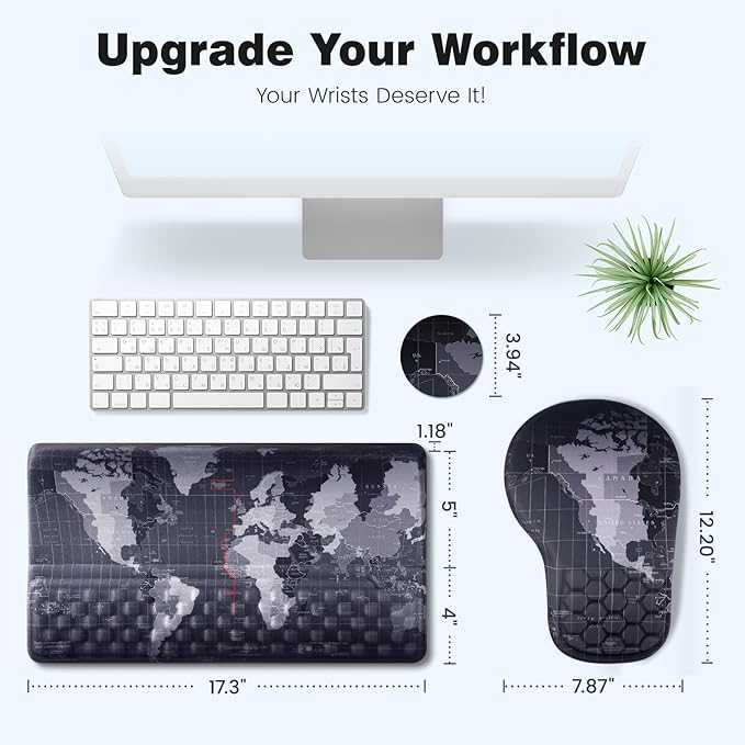 Ospelelf Ergonomic Mouse Pad and Keyboard Stand Wrist Rest Set, Memory Foam - Image 6