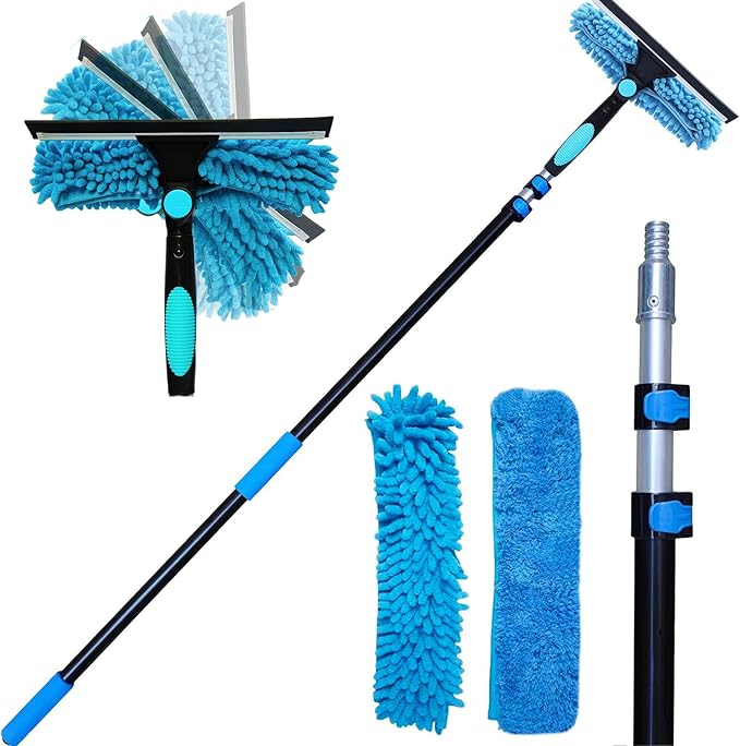 20 Ft+ Reach 2 In 1 Window Squeegee Duster by SINYUM