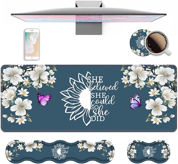 Ergonomic Keyboard Wrist Rest & Mouse Pad Wrist Rest Set, She Believed She by Unknown
