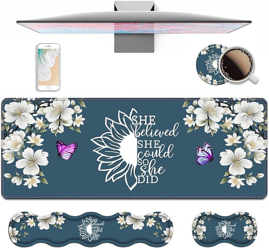 Ergonomic Keyboard Wrist Rest & Mouse Pad Wrist Rest Set, She Believed She by Unknown