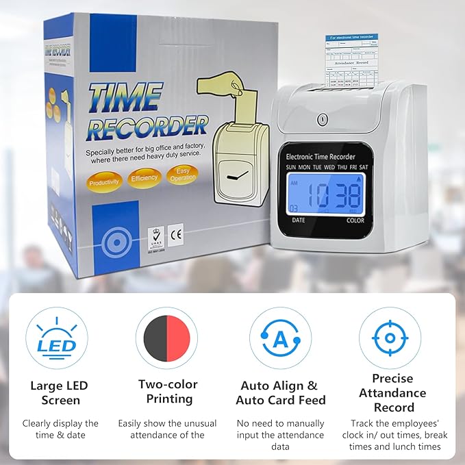 TooCust Time Clock Bundle with 400 Time Cards, 4 Ink Ribbons, 2 Ten-Slot Time - Image 2