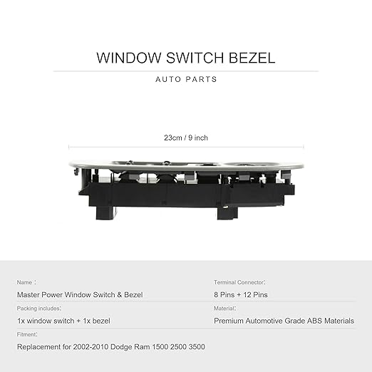 BASIKER Master Power Window Switch and Bezel Driver Side and Window Bezel - Image 4