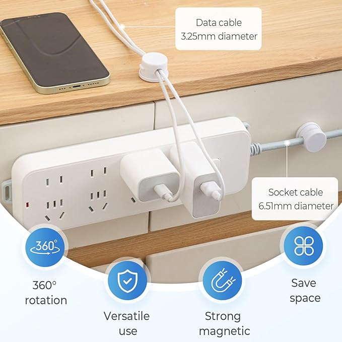 Cord Organizer Holder, Cable Management Cord Holder Organizer, Under Desk Cord - Image 2