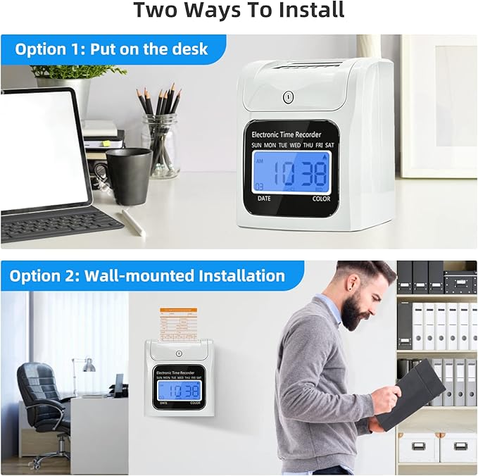 TooCust Time Clock Bundle with 200 Time Cards, 4 Ink Ribbons, 2 Ten-Slot Time - Image 7