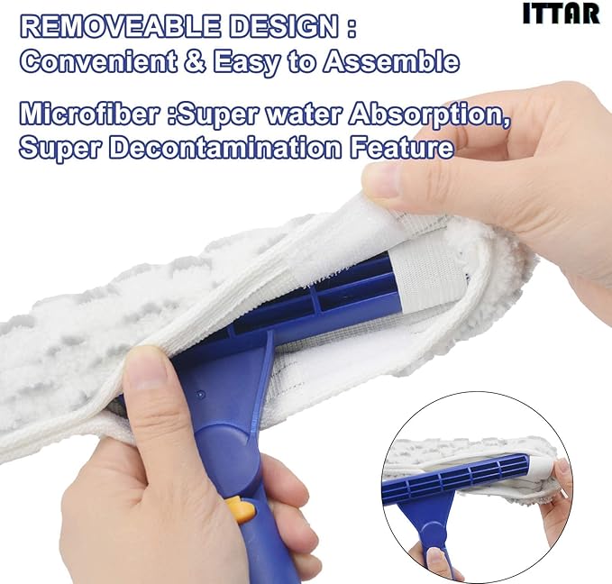 ITTAR Window Squeegee with 2 Sets Stainless Steel Pole, Squeegee Cleaning Tools - Image 8