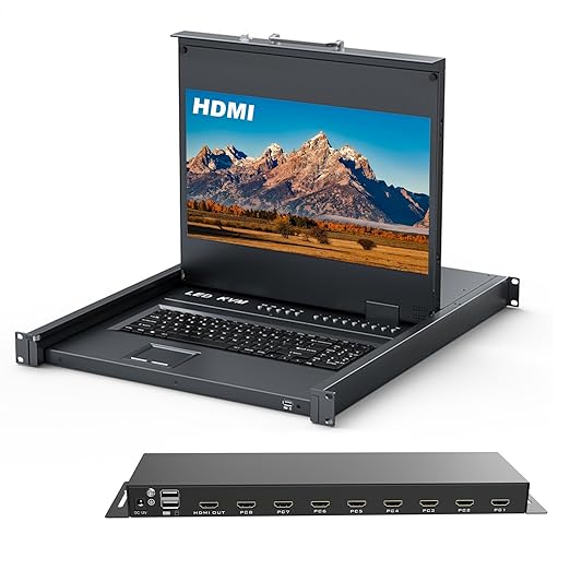 Rack Mount KVM w/17.3" LCD Monitor, MT-VIKI 8 Port HDMI KVM Switch by MT-VIKI