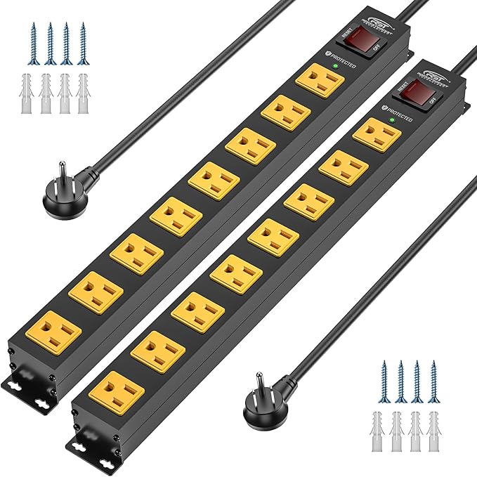 CRST 2 Pack 8 Outlet Metal Heavy Duty Power Strip by CRST