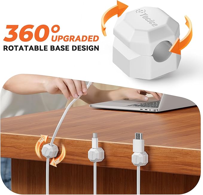 12 Pack Rotatable Cable Clips, Spring Cord Organizer Desk Cable Management Cord - Image 2