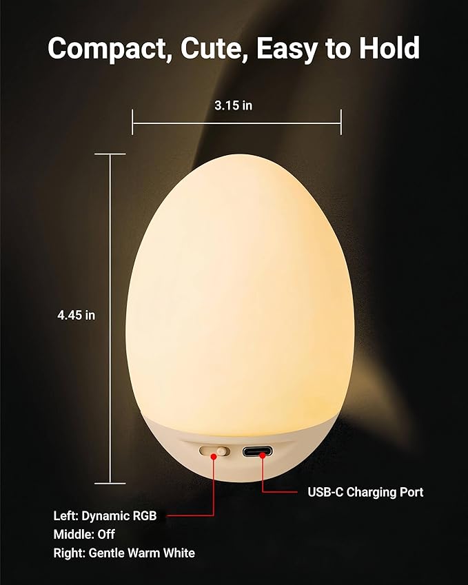 NAWIQI Egg Baby Night Light for Nursery & Breastfeeding – Portable Touch Light - Image 8