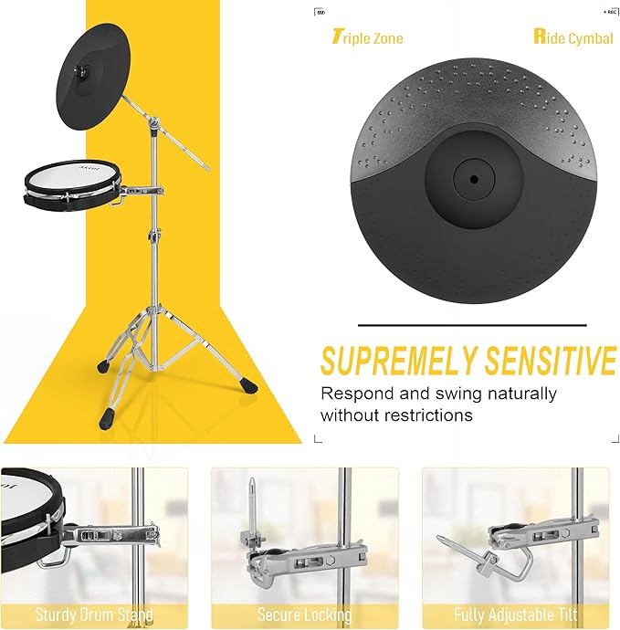 AKLOT Fully-Expandable Electric Drum Set: Independent Stand System, Independent - Image 6
