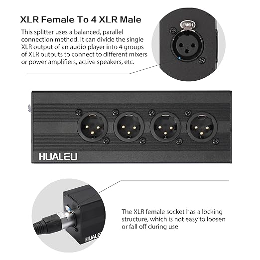 HUALEU 3Pin XLR 1 Female to 4 Male Splitter, 4Way XLR Single Input to Four - Image 2