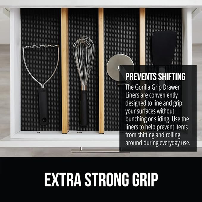 GORILLA GRIP powerGRIP Drawer Shelf and Cabinet Liner, Thick Strong Hold - Image 3
