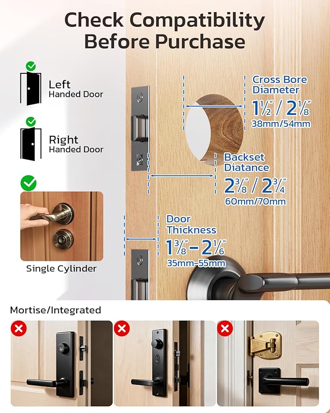 TCL D2 Pro Smart Lock with Palm Vein Recognition, 10000mAh Rechargeable Battery - Image 10