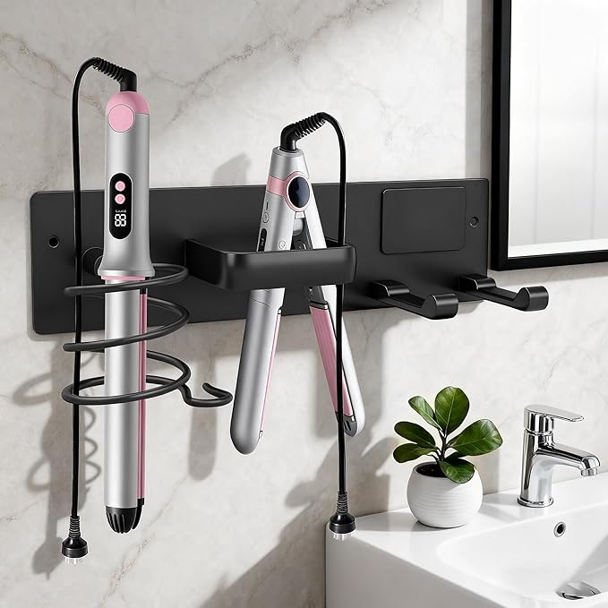Dovyn Blow Dryer Holder Wall Mount, 3 in 1 Bathroom Hair Tool Organizer - Image 2