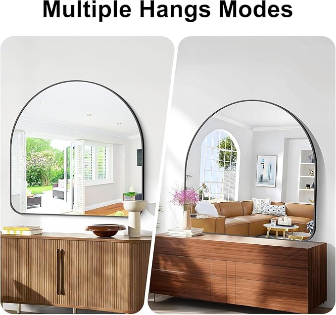 Arched Bathroom Mirror, Wall Mounted Mirror, Vanity Wall Mirror Metal Frame - Image 5
