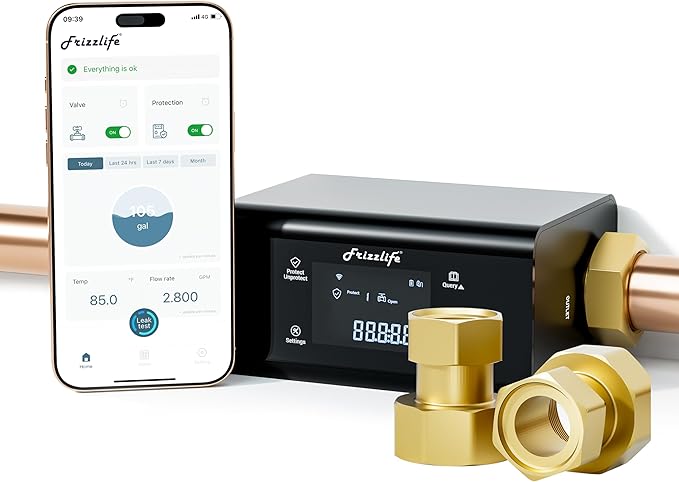 Frizzlife LP365 1.25-Inch Smart Water Monitor and Automatic Shutoff by FRIZZLIFE