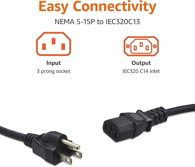 Amazon Basics PC Power Cord, 25 feet, AC Power Cord - Image 3