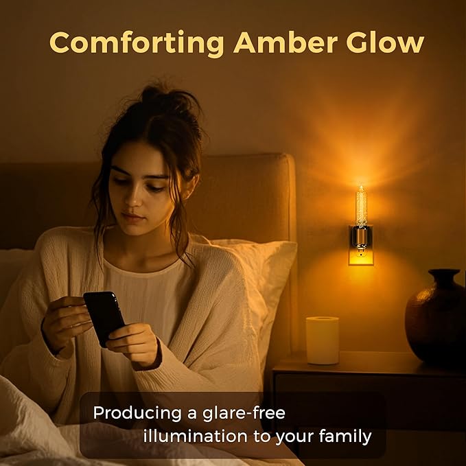 L LOHAS LED Night Light, Amber Candle Night Lights Plug into Wall, 0-100 LM - Image 7
