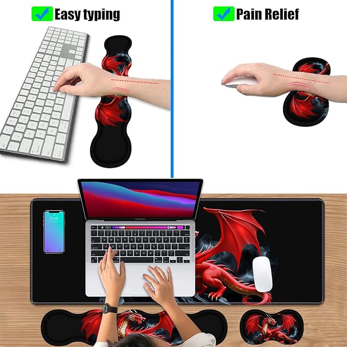 4 in 1 Ergonomic Keyboard Wrist Rest & Mouse Pad Wrist Rest Set, Large XXL - Image 6