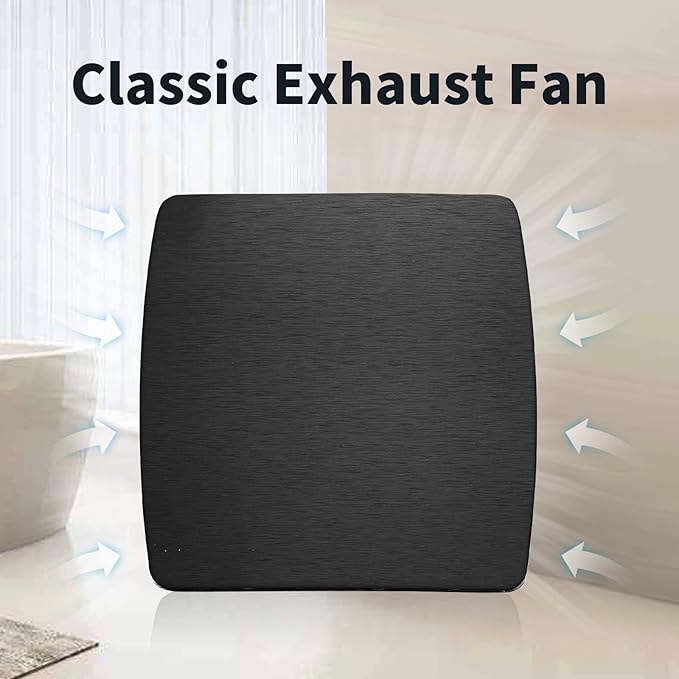 Zeyzer Black Bathroom Fan 110 CFM 1.0 Sone 5.9" Duct Square Ceiling or Wall - Image 6