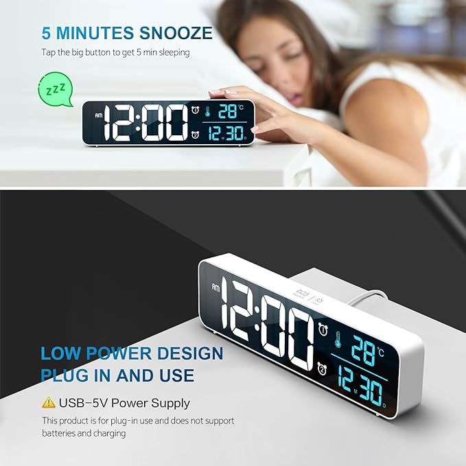 Hournor Digital Clock for Bedroom, Digital Wall Clock for Living Room Decor - Image 7