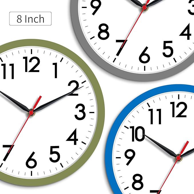 AKCISOT Wall Clock 8 Inch Silent Non-Ticking Modern Clocks Battery Operated - Image 6