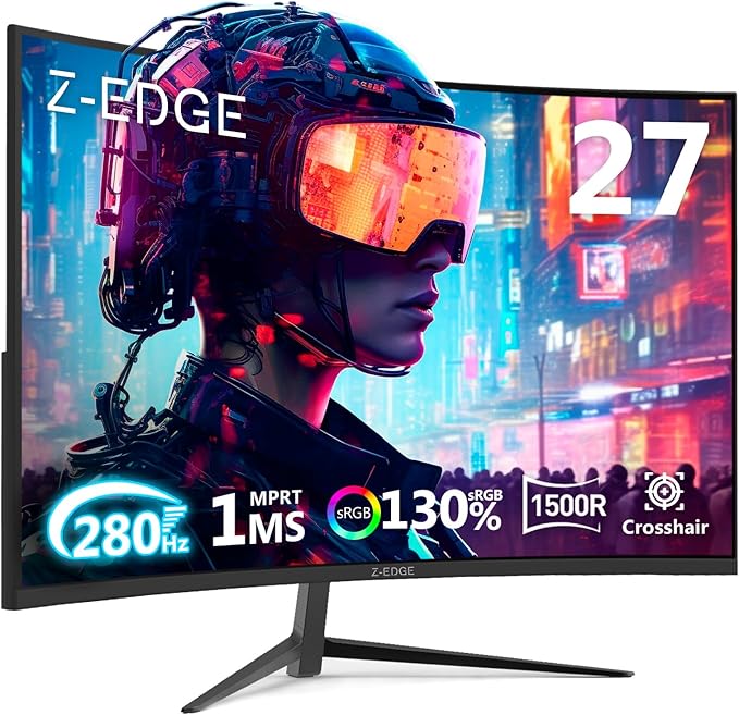 Z-Edge 27 inch Curved Gaming Monitor, FHD 1080P 240Hz 280Hz Curved 1500R by ZZ-EDGE
