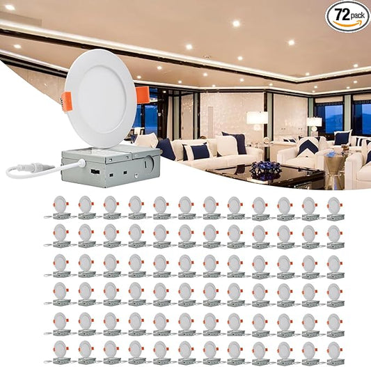 MKUJOO 72 Pack 6 Inch Ultra-Thin LED Recessed Ceiling Light by MKUJOO