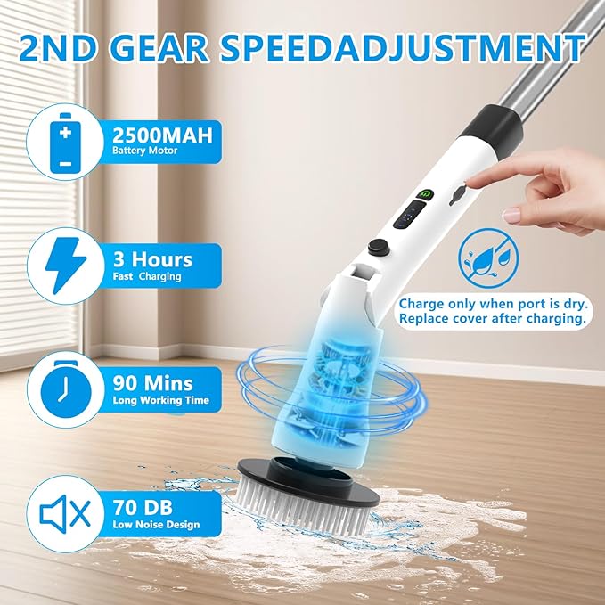 Electric Spin Scrubber, Hillyfe Bathroom Scrubber Electric - Image 6