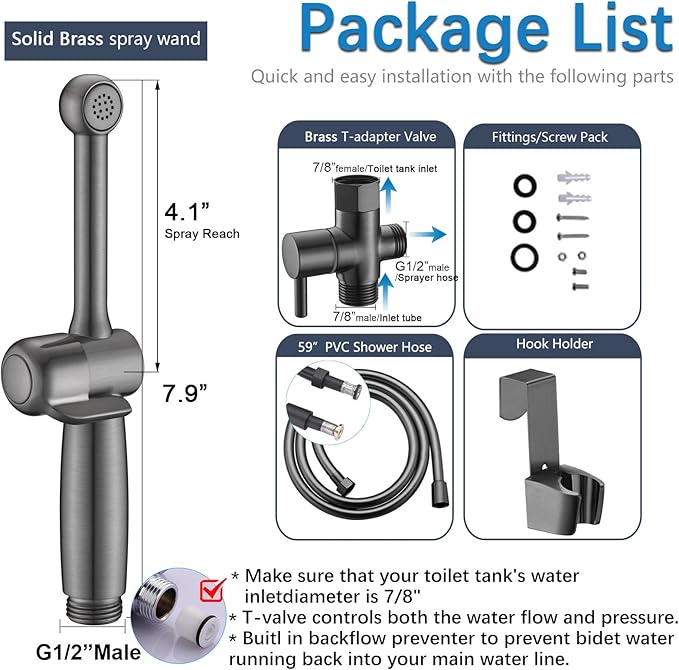 SonTiy Handheld Bidet Toilet Sprayers Black Stainless, Cloth Diaper Sprayer - Image 5