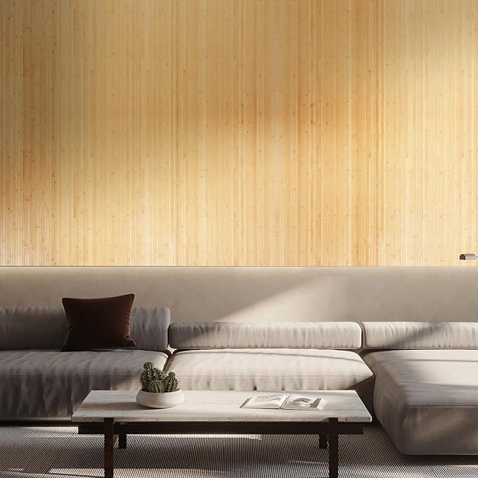 OUZUGIE 1 Pack 96x48 Inch Natural Bamboo Wall Panel – Carbonized Pole Wrap - Image 9