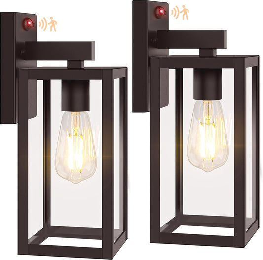 2-Pack Upgraded Motion Sensor Outdoor Wall Lights, 13” Dusk to Dawn Porch