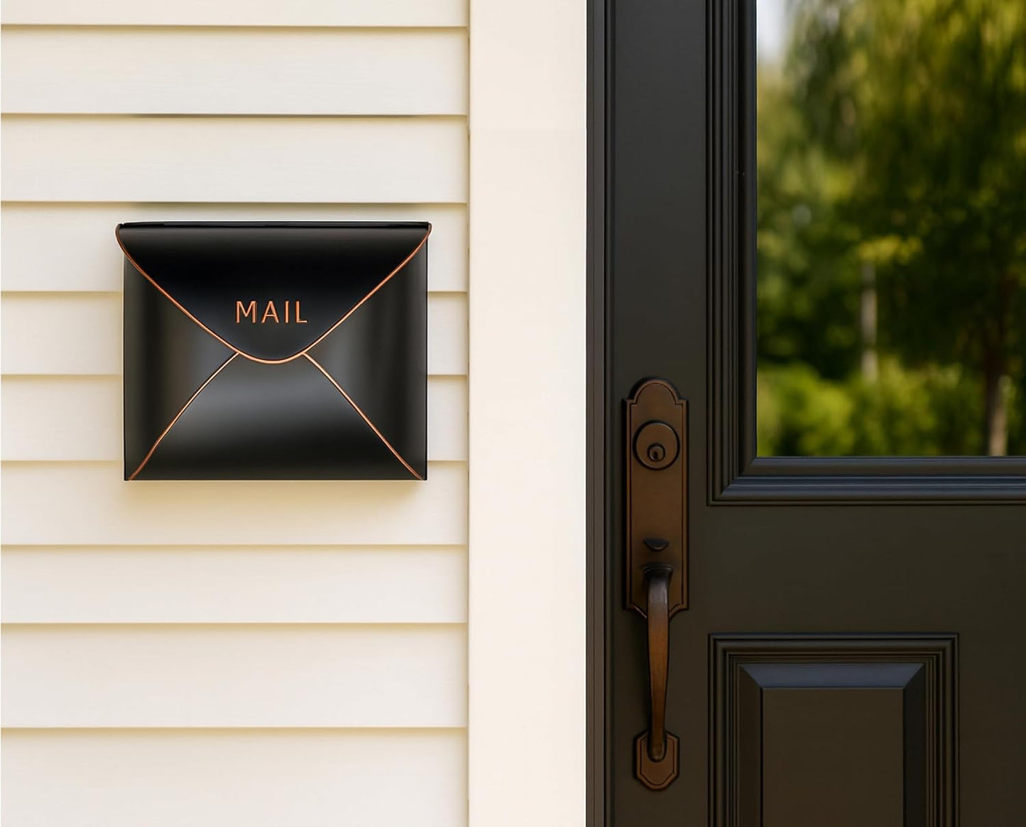 NACH Black Mailbox Wall Mount, 11.5 x 9 x 4.5 inch Wall Mount Mailboxes for Outside, Waterproof Mailboxes for Outside - Envelope Mailbox