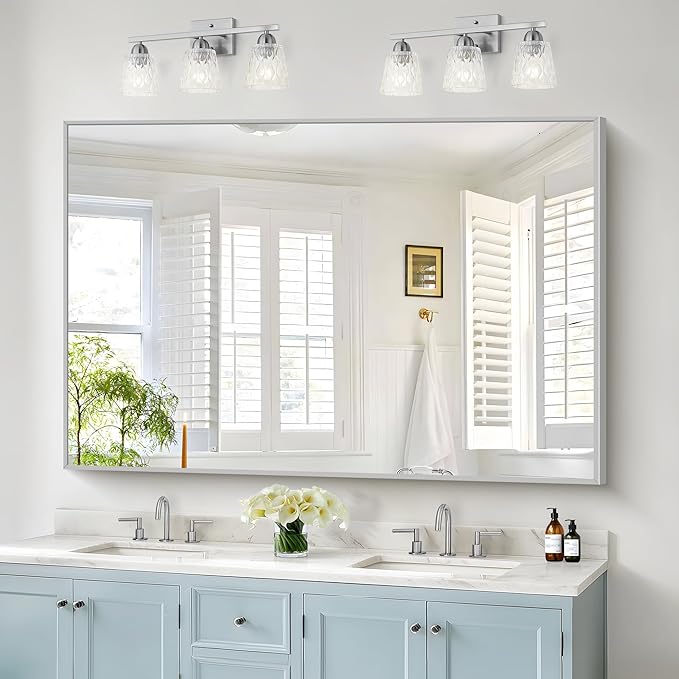 40x60inch Silver Bathroom Mirror, Large Rectangular Wall Mirrors - Image 3