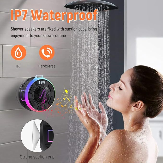 IPX7 Waterproof Shower Bluetooth Speaker, Portable Small Speaker - Image 4