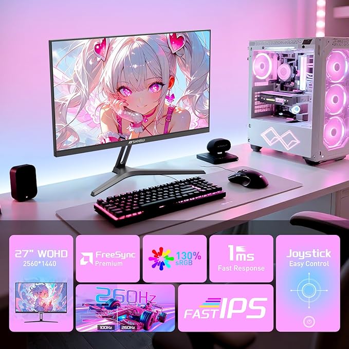 SANSUI Gaming Monitor 27" 1440p 260hz/240hz WQHD 2K - Image 2