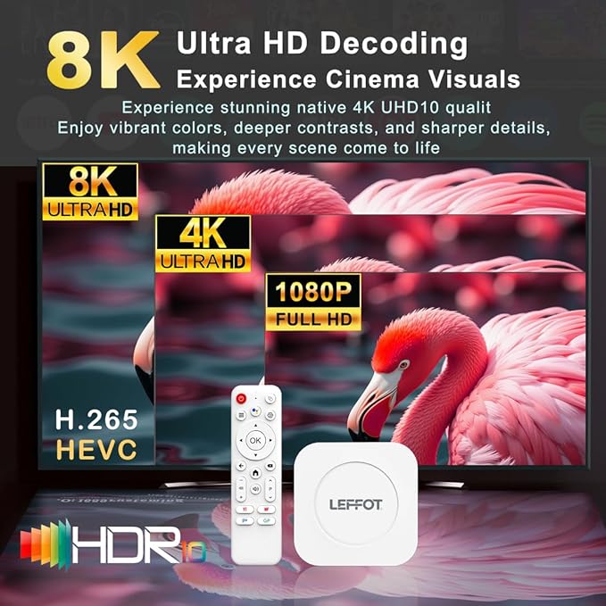 Android 14 TV Box 2025, LEFFOT M1 Plus 4K Ultra HD Streaming Device - Image 3