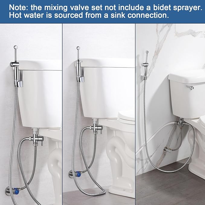 SonTiy Hot and Cold Bidet Mixing Valve Kit, Upgrade Brass 4 Way Warm Bidet - Image 8