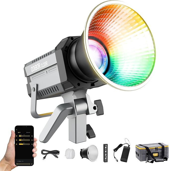 Video Light, COLBOR CL220R RGB 250W Max Continuous Lighting 2700-6500K CRI97+ 31 by COLBOR