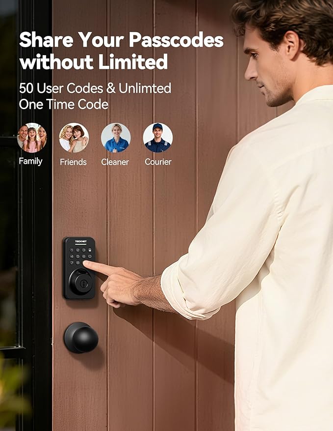 Keyless Entry Door Lock with Handle, Fingerprint Keypad Deadbolt with Handle Set - Image 5