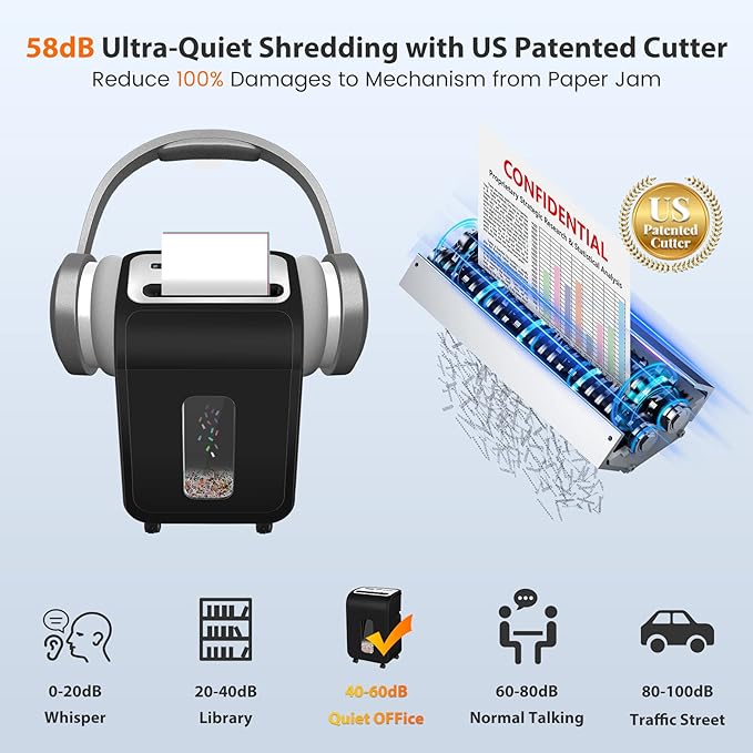 VidaTeco Paper Shredder for Home Office14-Sheet 60-Mins Micro Cut Shredder - Image 4